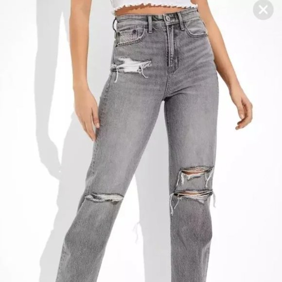 American Eagle Outfitters Denim - American Eagle Outfitters Acid Wash Destroyed Black Mom Jeans